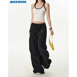 NotAwear Casual Drawstring Oversized Pants Black