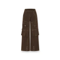 NotAwear Casual Matt Leather Cargo Straight-Leg Pants