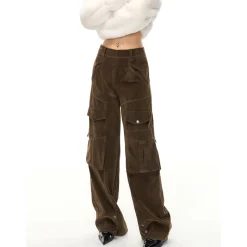 NotAwear Casual Matt Leather Cargo Straight-Leg Pants