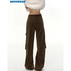 NotAwear Casual Matt Leather Cargo Straight-Leg Pants