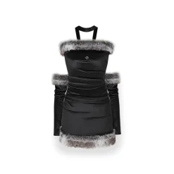 NotAwear Chocker Fur Edge Off-Shoulder Velvet Dress