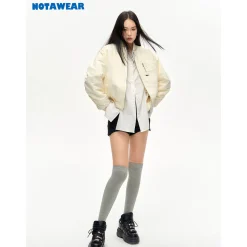 NotAwear Classic Nylon Bomber Jacket Cream