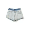 NotAwear Color Blocked Double Waist Denim Shorts