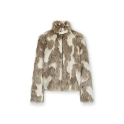 NotAwear Color Blocked Eco-Friendly Rabbit Fur Khaki