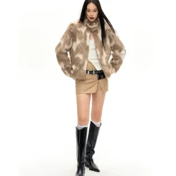 NotAwear Color Blocked Eco-Friendly Rabbit Fur Khaki