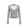 NotAwear Color Blocked Fake-2-Piece Knit Top Grey