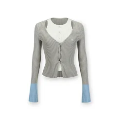 NotAwear Color Blocked Fake-2-Piece Knit Top Grey