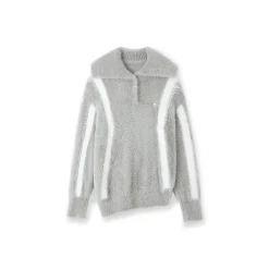 NotAwear Color Blocked Faux Mink Oversized Sweater Grey