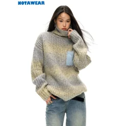 NotAwear Color Blocked Fluffy Pocket Sweater Grey