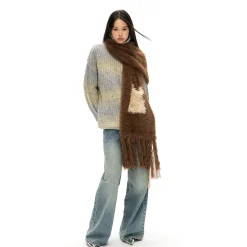 NotAwear Color Blocked Fluffy Pocket Sweater Grey