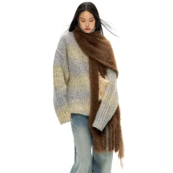 NotAwear Color Blocked Fluffy Pocket Sweater Grey