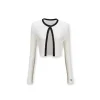 NotAwear Color Blocked Hollow Out Cardigan Top White