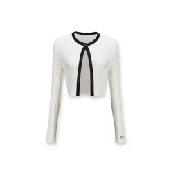 NotAwear Color Blocked Hollow Out Cardigan Top White