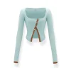 NotaWear Color Blocked Slanted Cardigan Blue