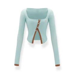 NotaWear Color Blocked Slanted Cardigan Blue