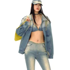 NotaWear Destroy Cutting Vintage Oversized Denim Jacket