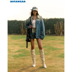 NotaWear Destroy Cutting Vintage Oversized Denim Jacket