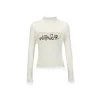 NotAwear Destroy Embroidery Logo Slim Knit Top White