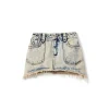 NotAwear Destroyed Edges Faded Denim Skirt