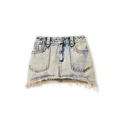 NotAwear Destroyed Edges Faded Denim Skirt