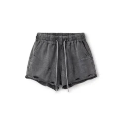 NotAwear Destroyed Sweat Shorts Washed Black