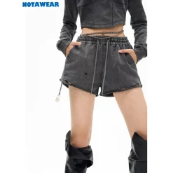 NotAwear Destroyed Sweat Shorts Washed Black