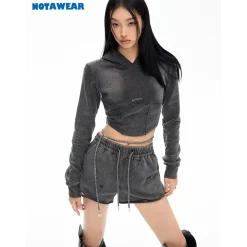 NotAwear Destroyed Sweat Shorts Washed Black