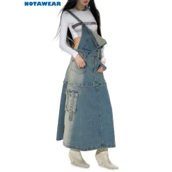 NotaWear Detachable Multiple Thread Denim Overall Dress