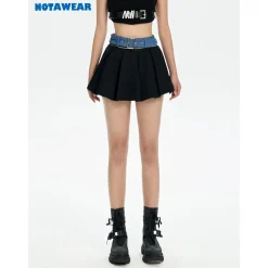 NotAwear Detachable Zipper Pleated Skirt Shorts Black
