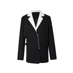 NotAwear Diagonal Zipper Oversize Blazer Black