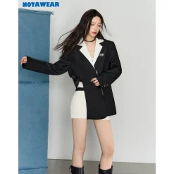 NotAwear Diagonal Zipper Oversize Blazer Black