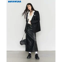 NotAwear Diagonal Zipper Oversize Blazer Black