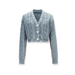 NotAwear Distressed Knitted Cardigan Wash Blue