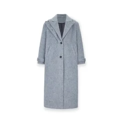 NotAwear Double Collar Oversize Silver Thread Woolen Coat Grey