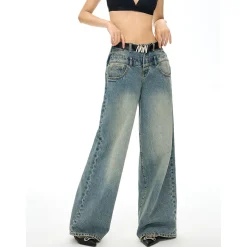 NotAwear Double Waist High Waist Straight-Leg Jeans