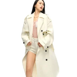 NotAwear Double-Breasted Woolen Long Coat White