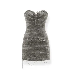 NotaWear Drawstring Chain Tweed Dress