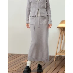 NotAwear Drawstring Knit Long Skirt Grey