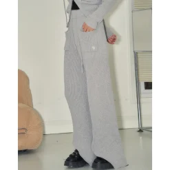 NotAwear Drawstring Wide-Leg Knit Pants Grey