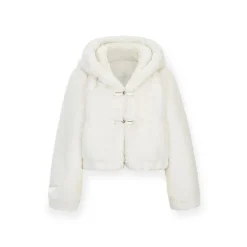 NotAwear Eco Rabbit Fur Cropped Hooded Jacket
