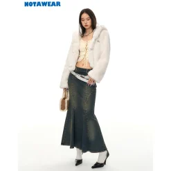 NotAwear Eco Rabbit Fur Cropped Hooded Jacket