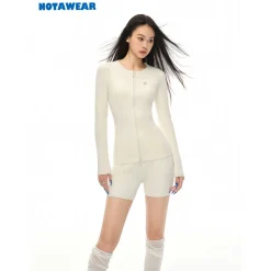 NotAwear Elastic Sports Knit Slim Shorts Cream