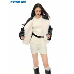 NotAwear Elastic Sports Knit Slim Shorts Cream