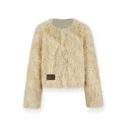 NotAwear Faux Curly Fur Jacket Khaki