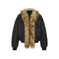 NotAwear Faux Fur Collar Bomber Jacket Black