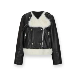 NotAwear Faux Fur Leather Jacket Black