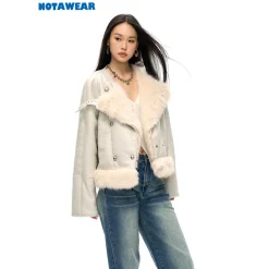 NotAwear Faux Fur Leather Jacket Cream