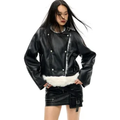 NotAwear Faux Fur Leather Jacket Black