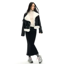 NotAwear Faux Fur Leather Jacket Black