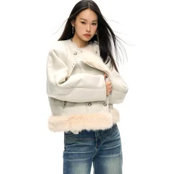 NotAwear Faux Fur Leather Jacket Cream